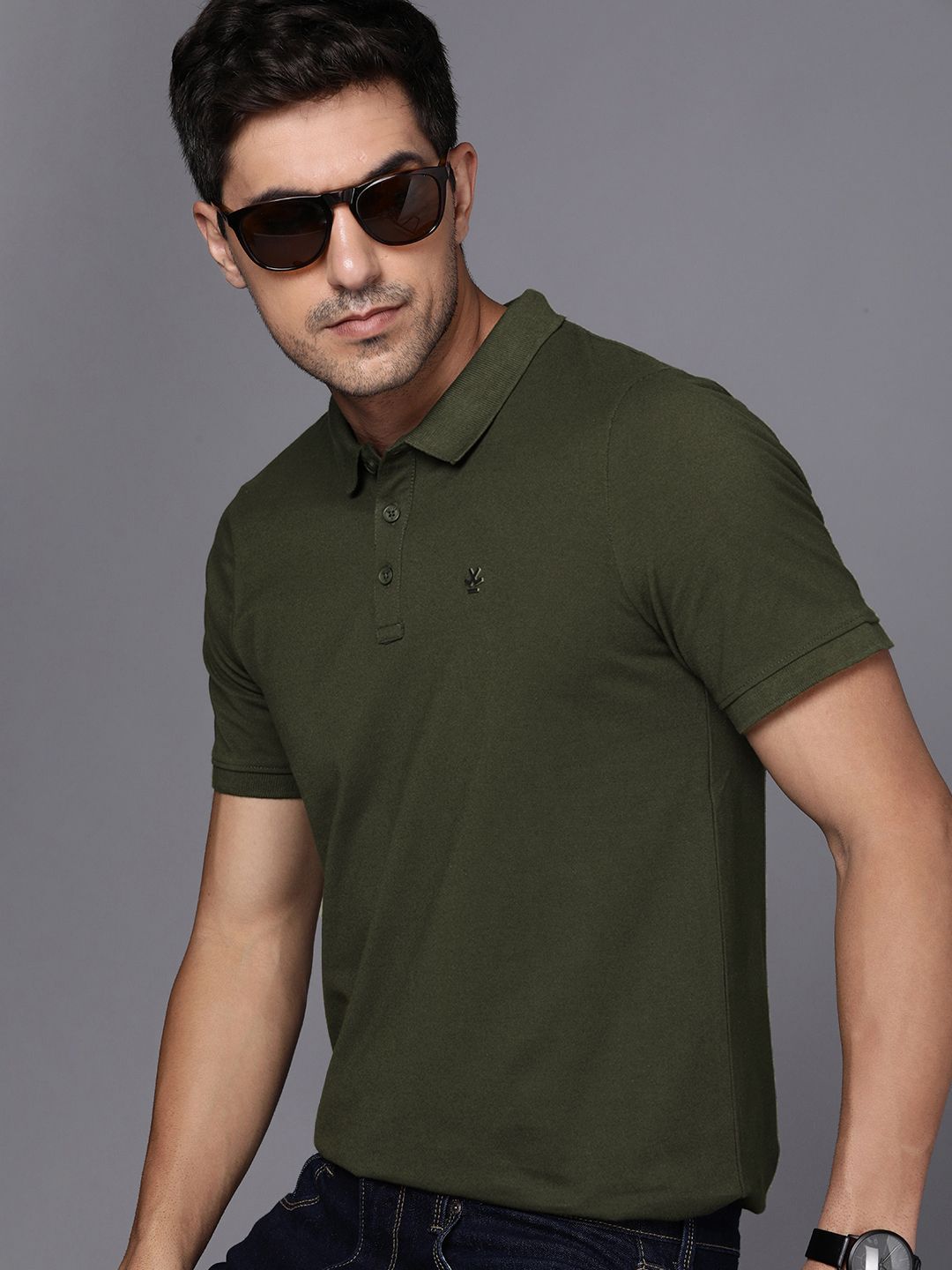 Basic Olive Polo Collar T-Shirt