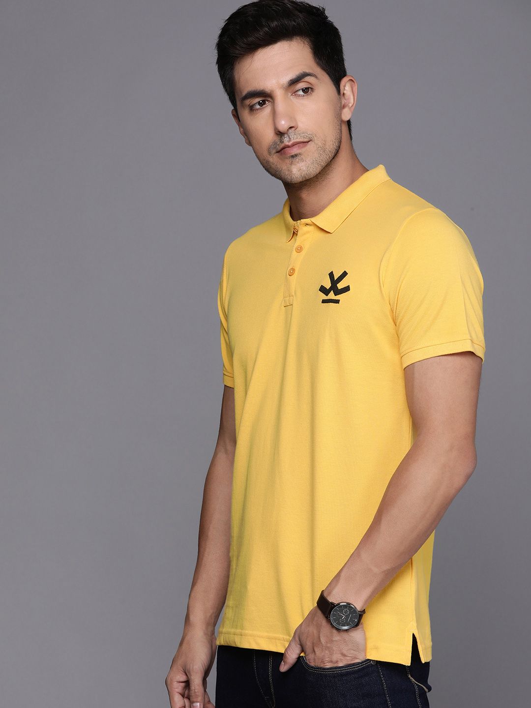 Bold Yellow Polo Collar T-Shirt