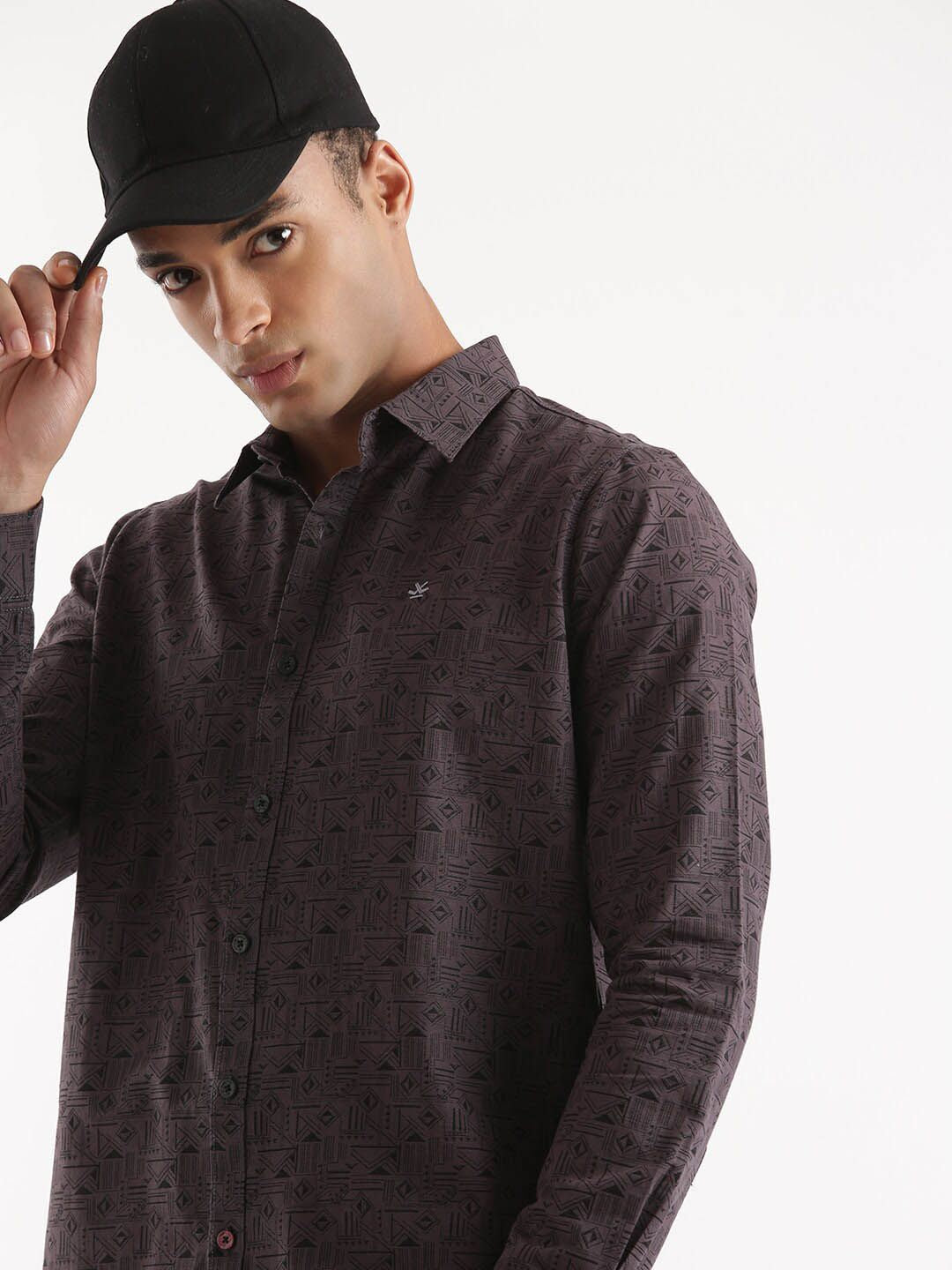 Dark Grey Cotton AOP Shirt