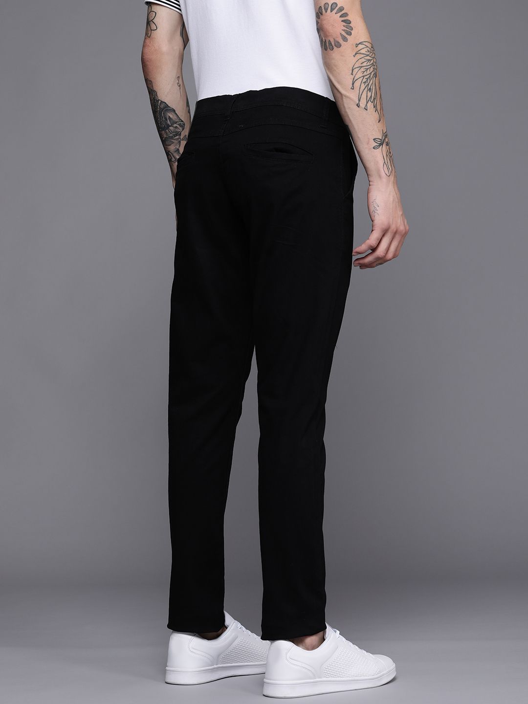 Black Tapered Fit Chino Trousers