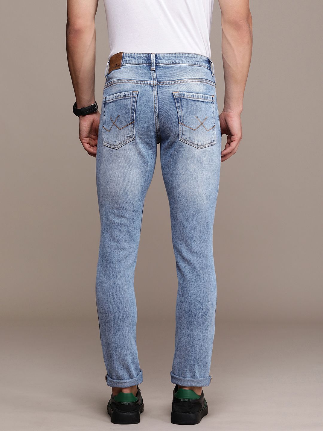 Mildly Distressed Heavy Fade Stretch Jeans