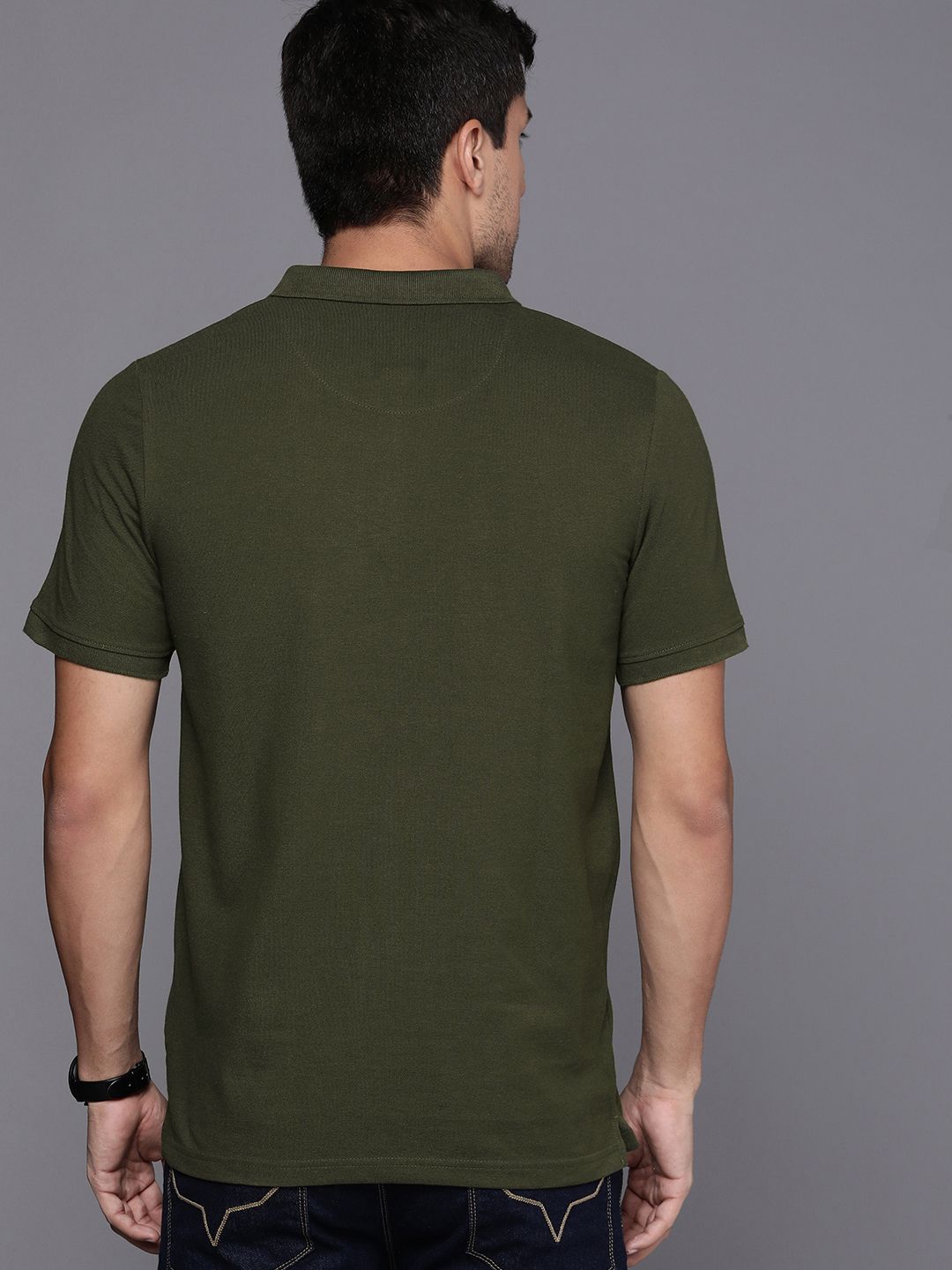 Basic Olive Polo Collar T-Shirt