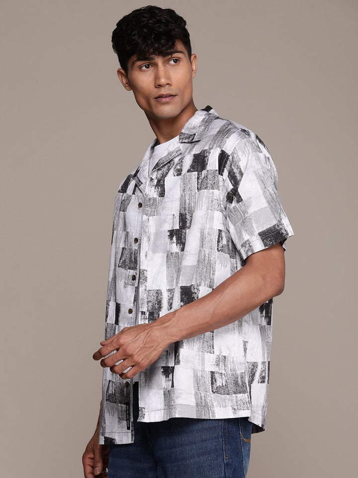 Abstract Plain Grey AOP Shirt