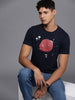 Graphic Chest Printed Navy Blue T-Shirt