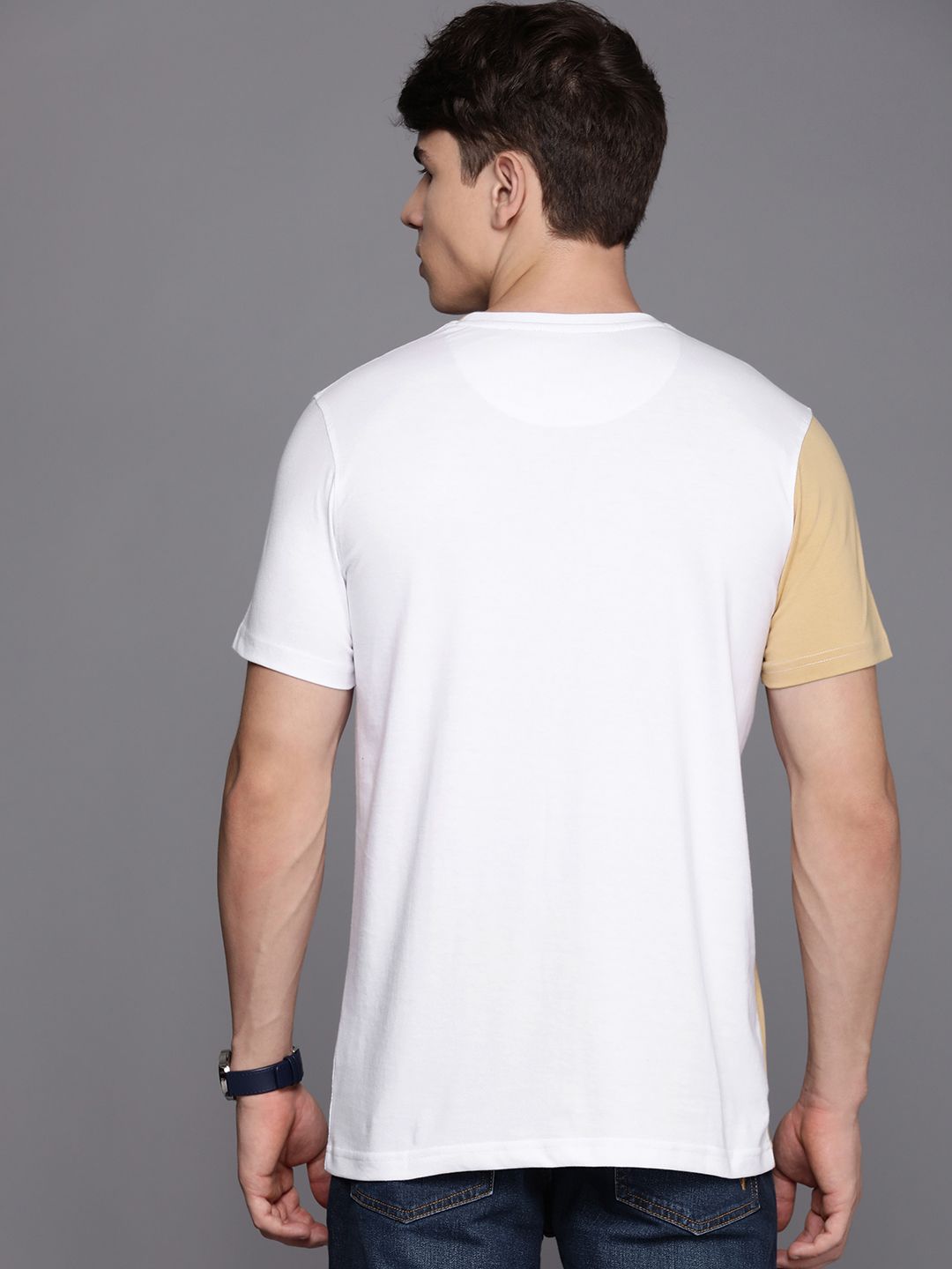 Colourblocked White Gold T-Shirt