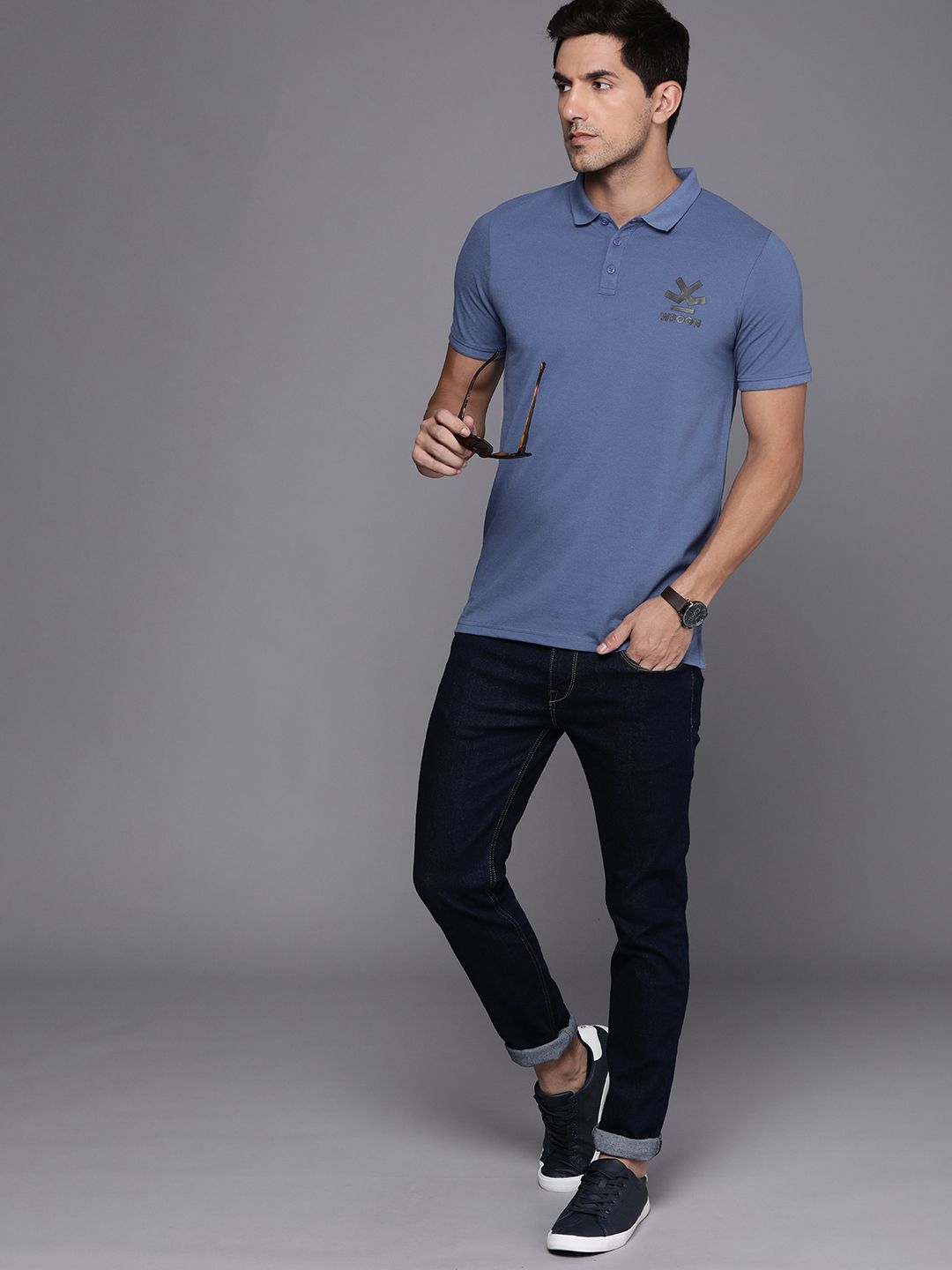 Logo Printed Blue Polo T-Shirt