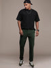 Solid Green Slim Fit Chinos Trousers