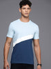 Colourblocked Blues Round Neck T-Shirt