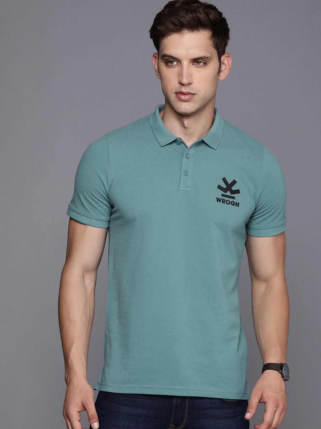 Logo Printed Teal Polo T-Shirt