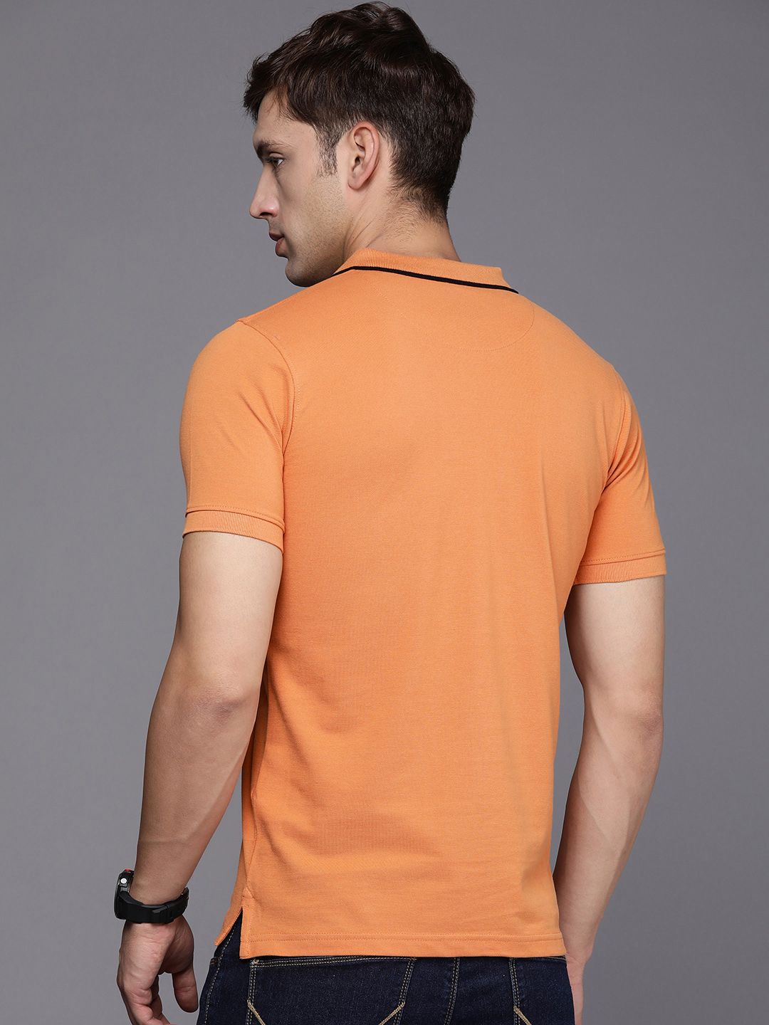 Basic Orange Polo Collar T-Shirt