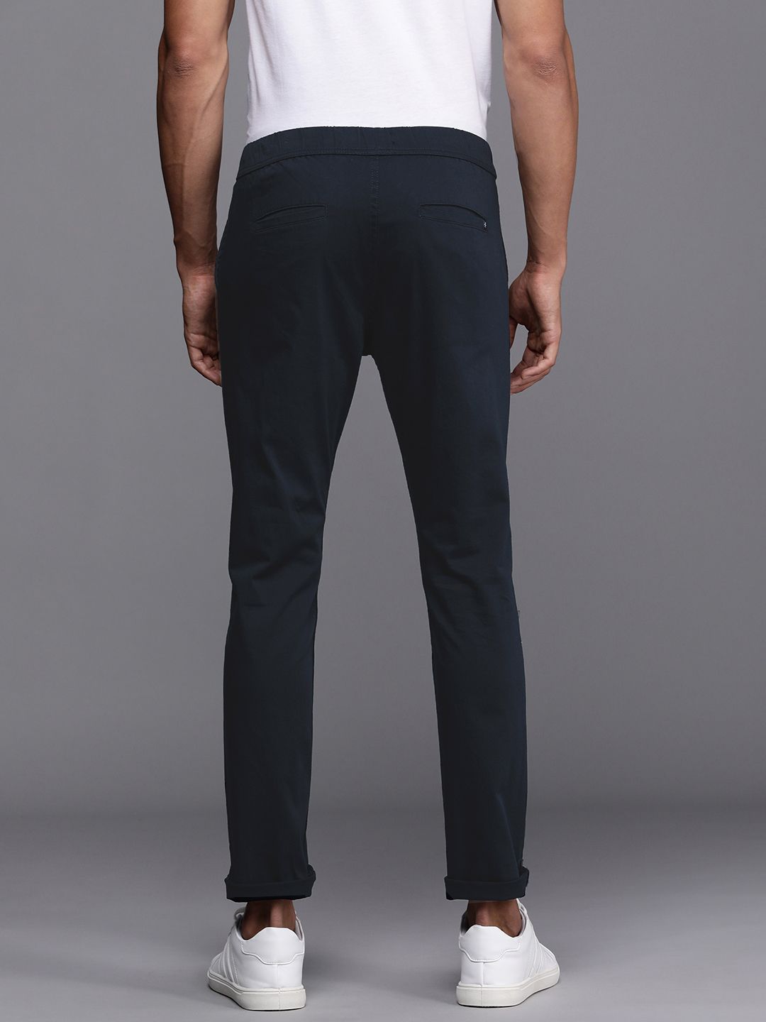 Basic Navy Blue Woven Trousers