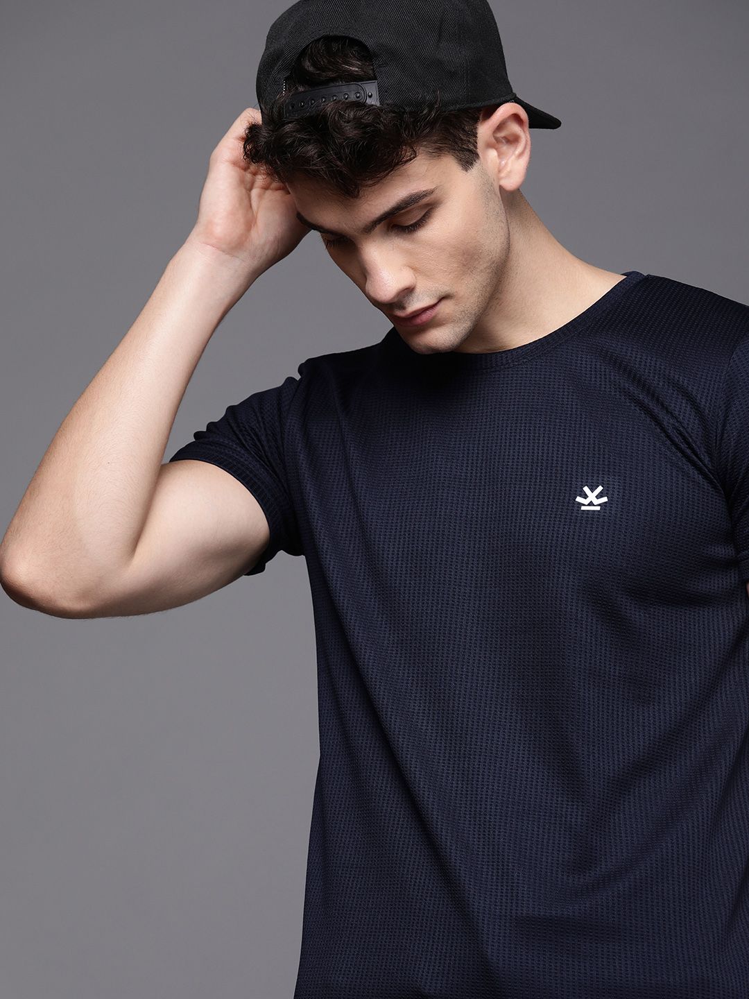 Navy Reflective Print Active T-Shirt