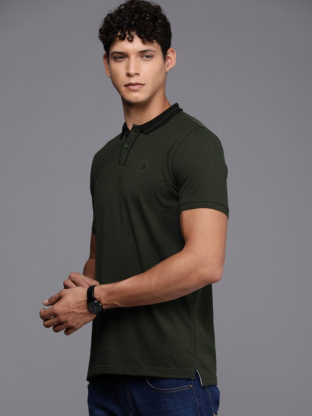 Olive Green Knitted Polo T-Shirt