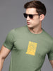 Green Chest Print Basic T-Shirts