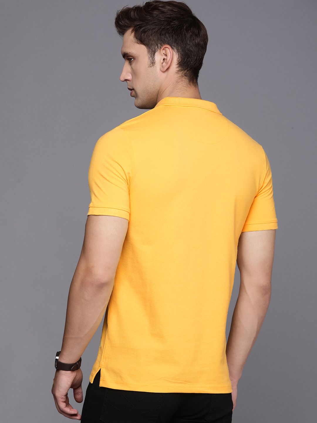 Basic Yellow Polo Collar T-Shirt