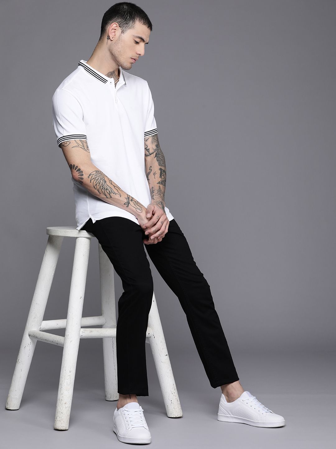 Black Tapered Fit Chino Trousers