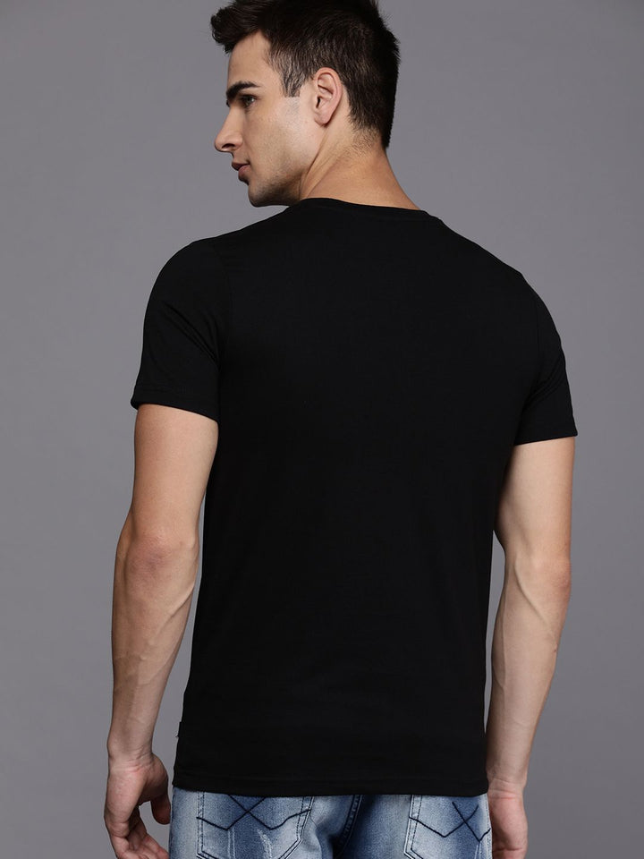 Black on Black Typographic Print T-Shirt