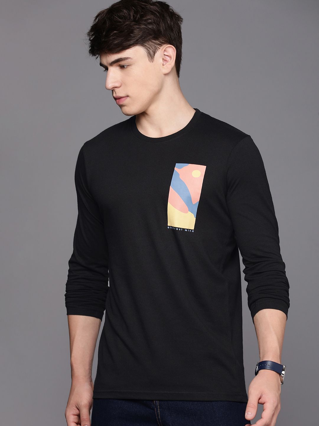 Abstract Mind Casual Black T-Shirt