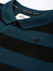 Striped Teal Colourblocked Polo T-Shirt