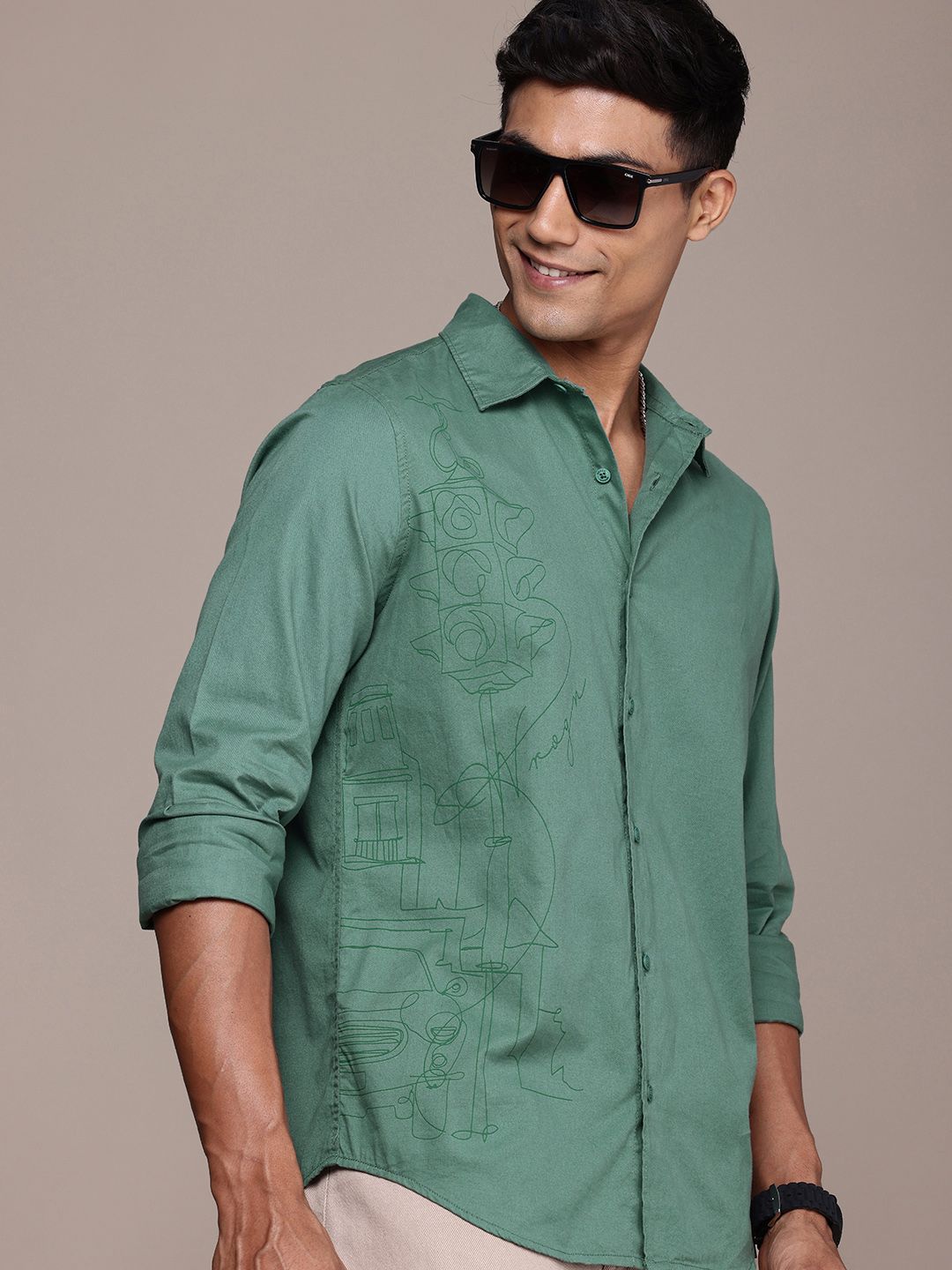 Artistic Poplin Green Shirt