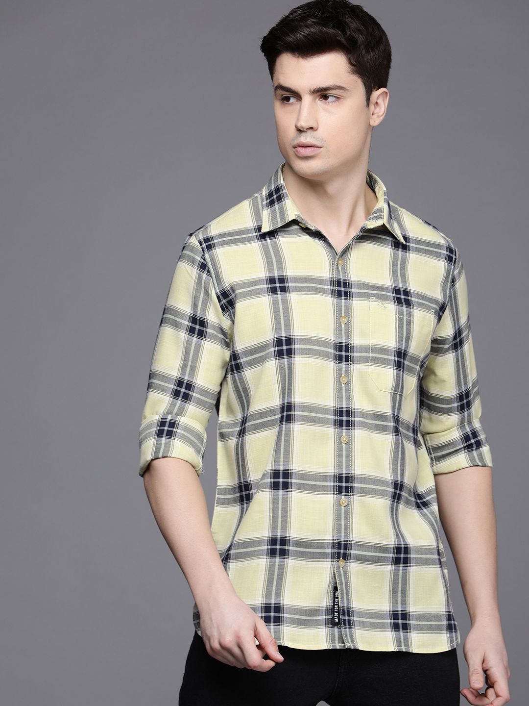 Light Yellow Checkered Shirt