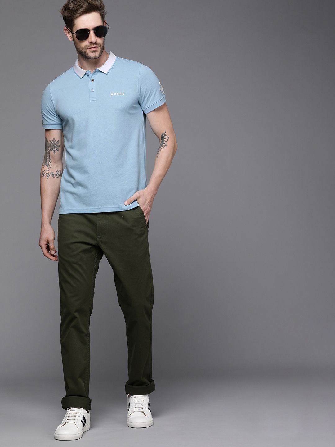 Blue in Wrogn Solid Polo T-Shirt