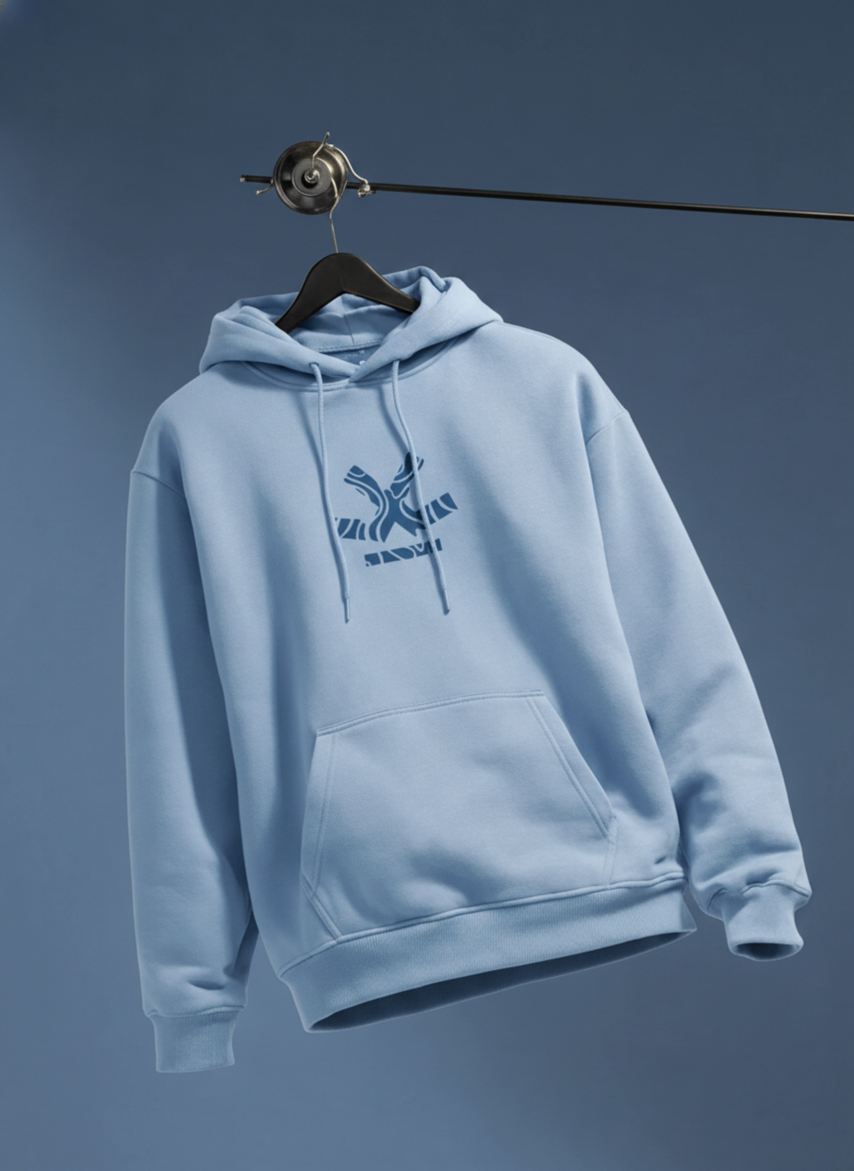 Men’s minimal powder blue hooded sweatshirt | Powder Blue
