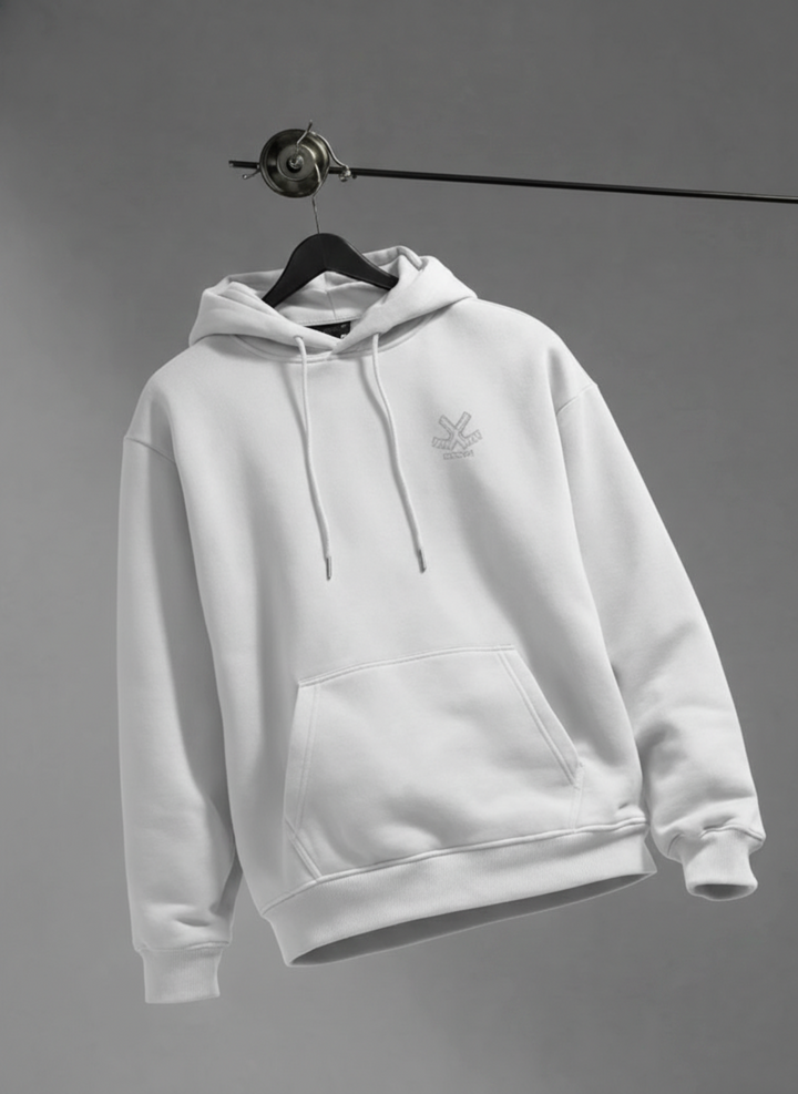 Men’s Solid Zip-Up Hoodie Sweatshirt | Snow White
