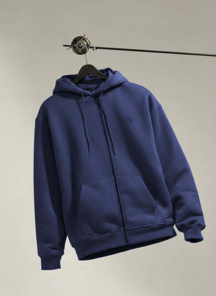 Men’s Solid Zip-Up Hoodie Sweatshirt | Blue
