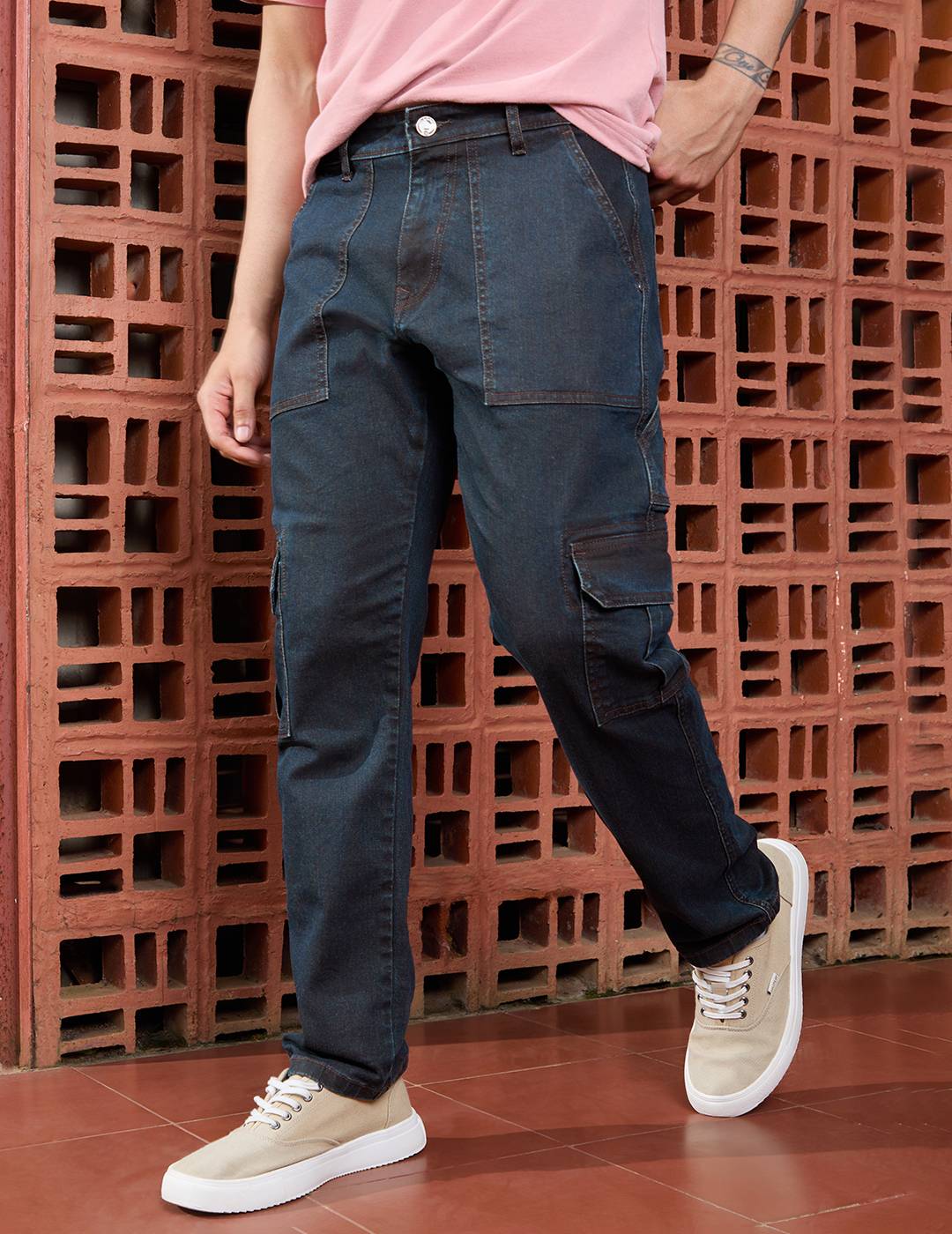 Dark Blue Denim Cargo