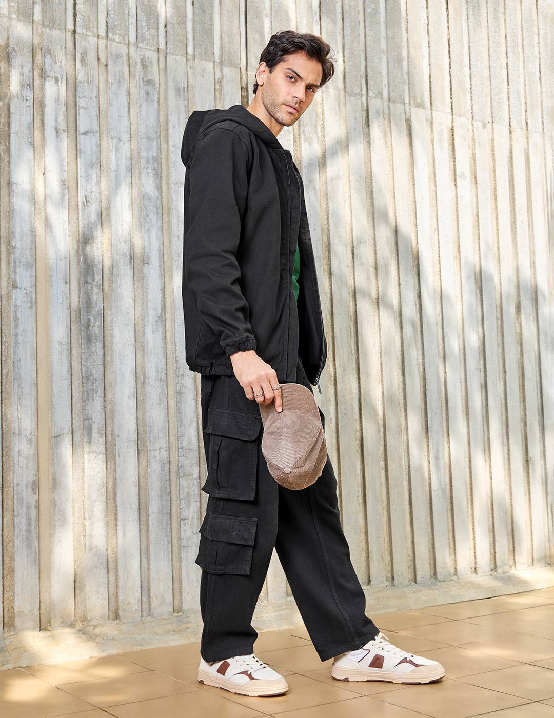 Black Loose Fit Denim Cargo