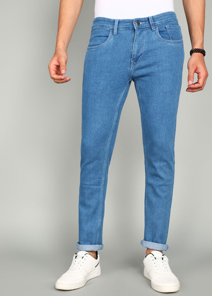Solid Apex Light Blue Slim Fit Jeans