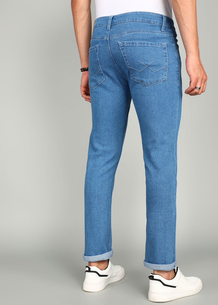 Solid Apex Light Blue Slim Fit Jeans
