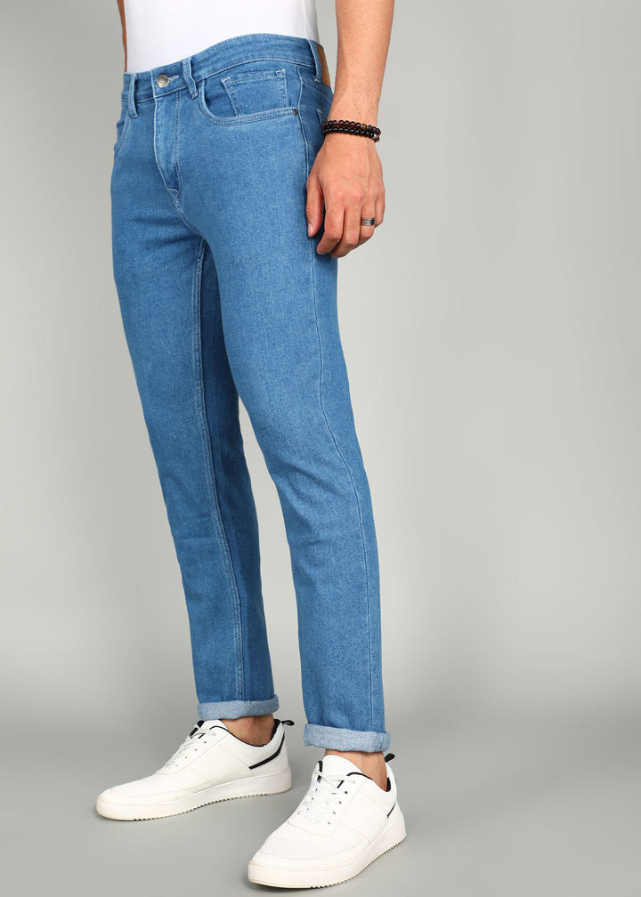 Solid Apex Light Blue Slim Fit Jeans