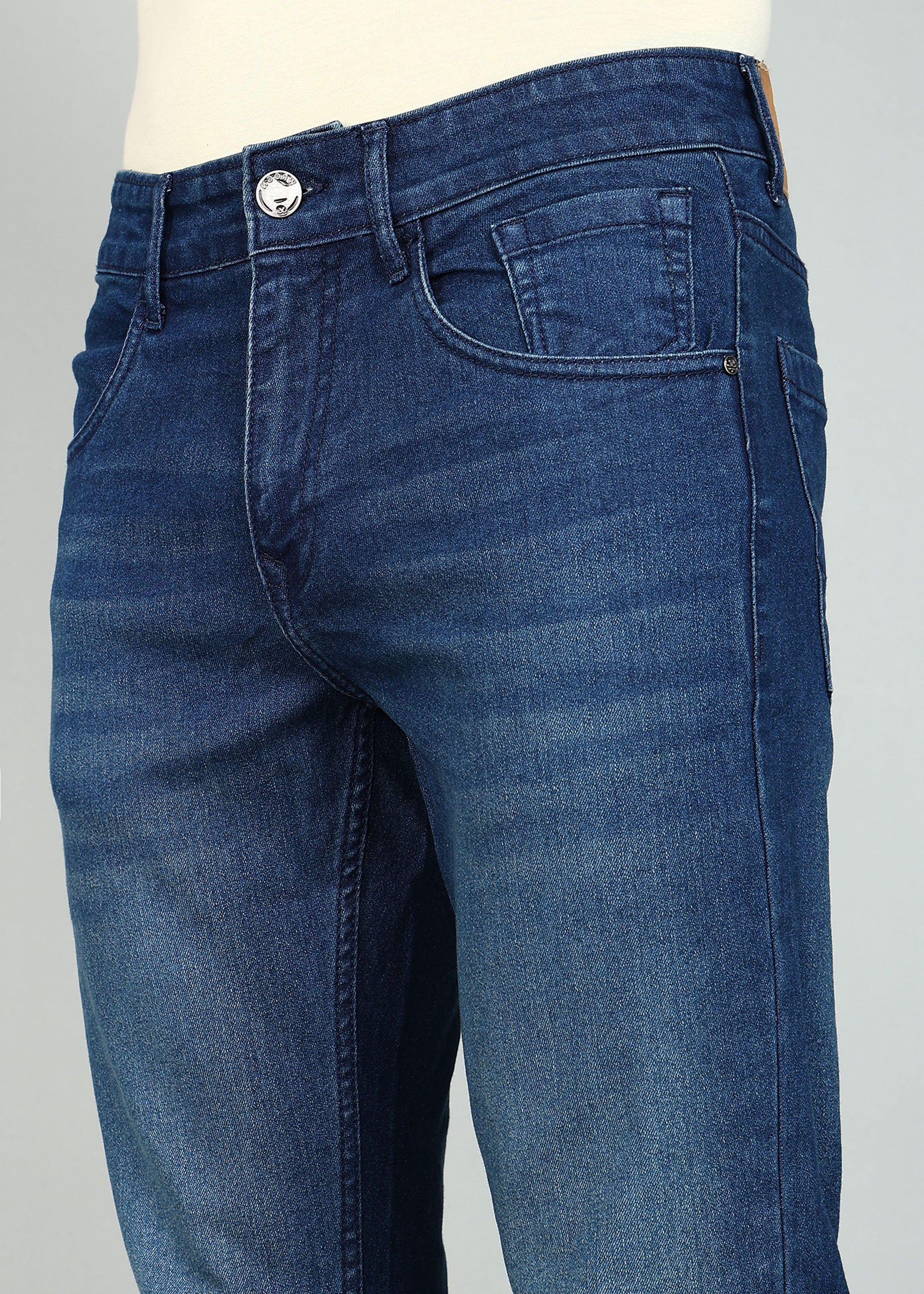 Classic Blue Five Pocket Slim Fit Denim Jeans