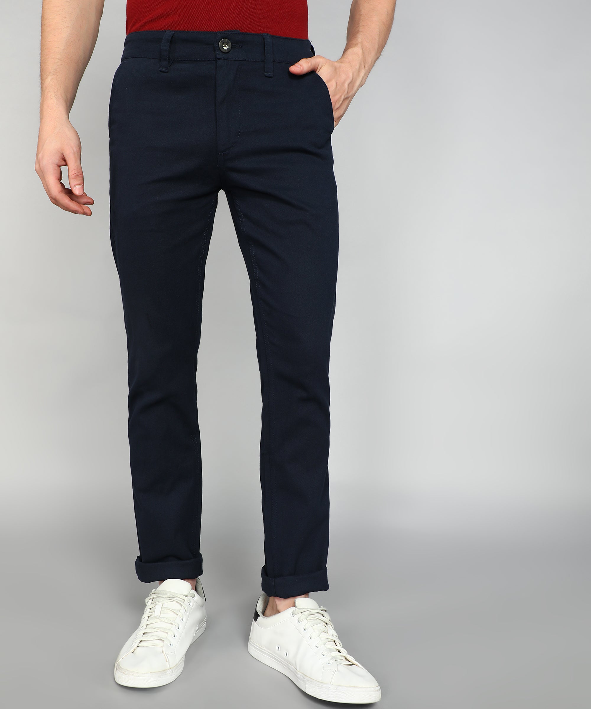 Solid Navy Blue Chino Trouser