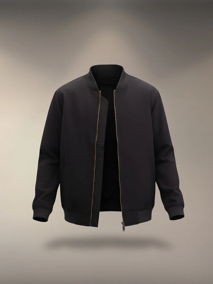 Solid Casual Bomber Jacket | Black