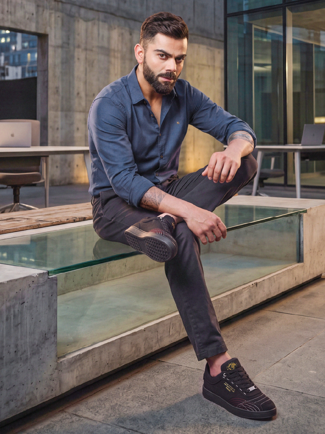 Solid Slim Fit Full Sleeve Shirt | Navy Blue