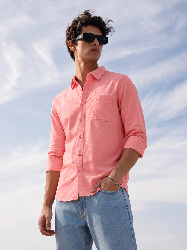 Men's casual slim fit shirt | Pink