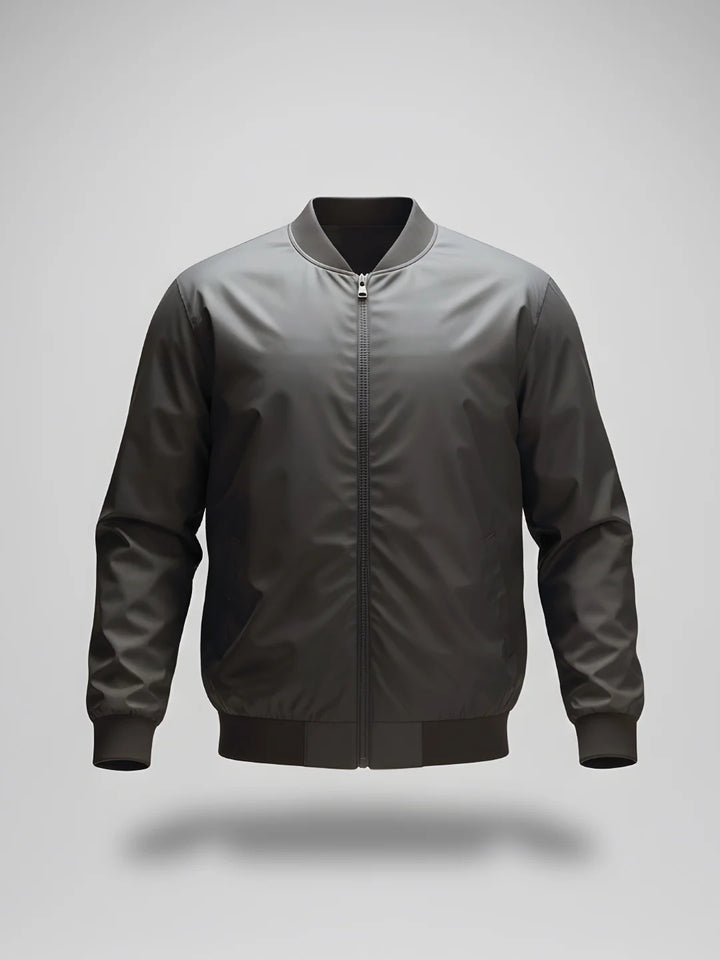 Grey Nylon Bomber Jacket