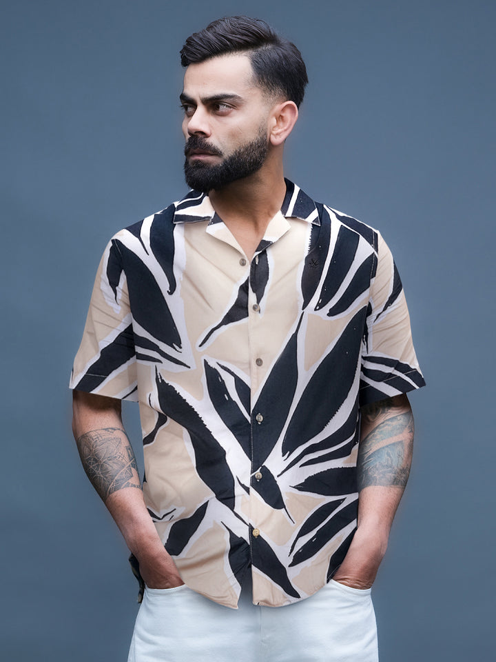 Casual AOP Resort Collar Shirt | Black