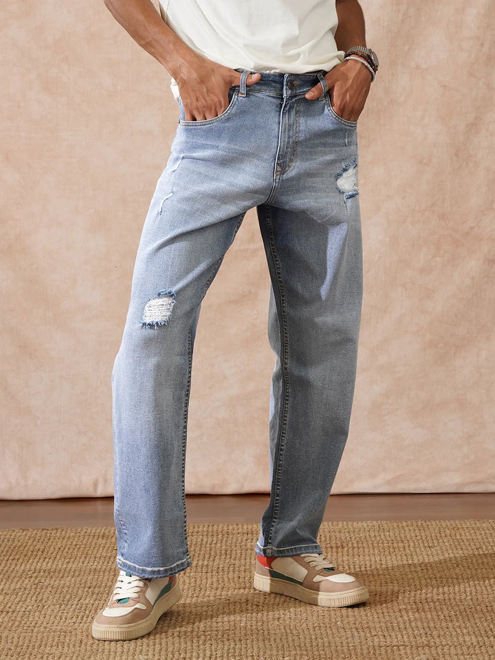 Vintage Distressed Anti Fit Jeans | Blue