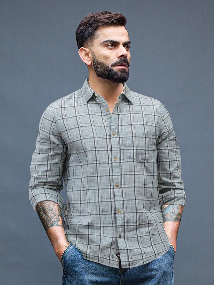 Textured Tonal Check Shirt | Blue