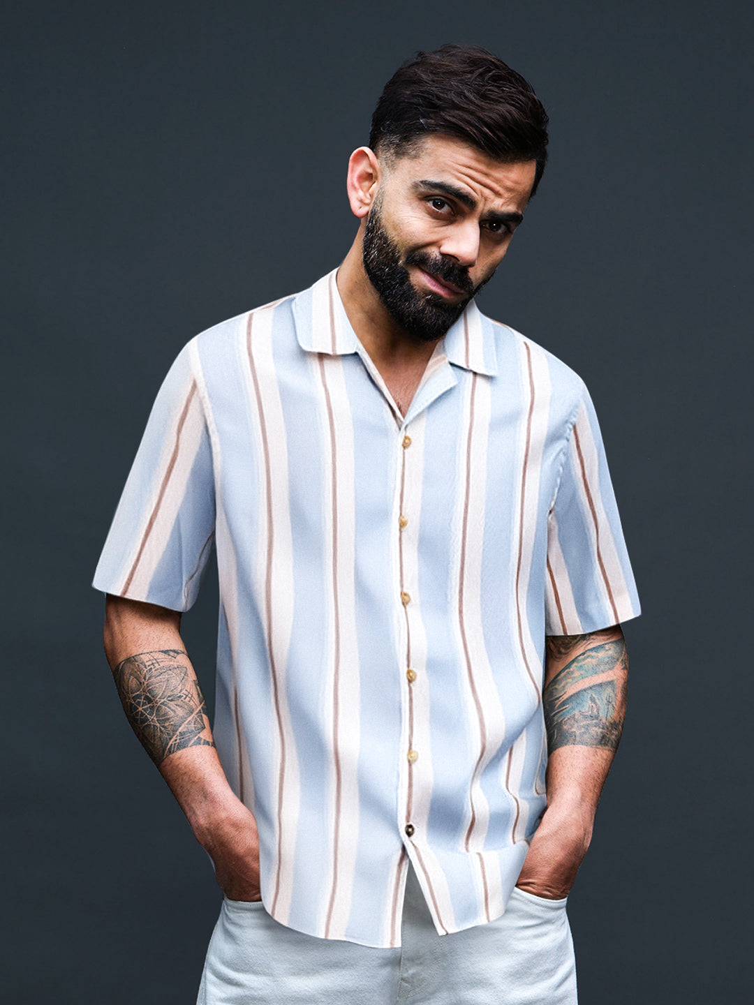 Striped Micro Cord Texture Shirt | Light Blue