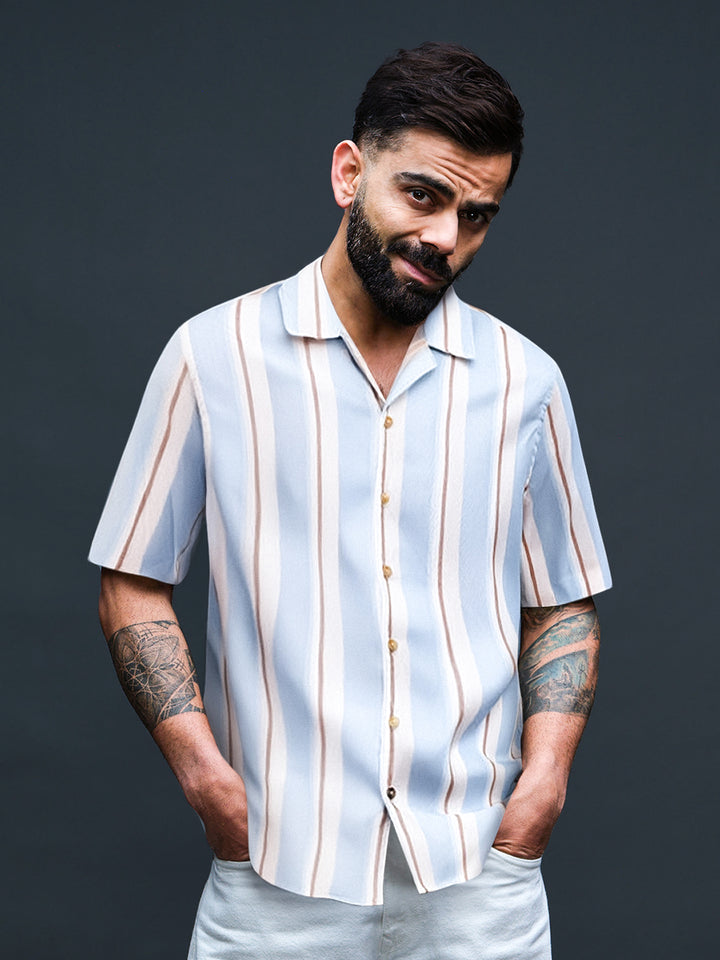 Striped Micro Cord Texture Shirt | Light Blue