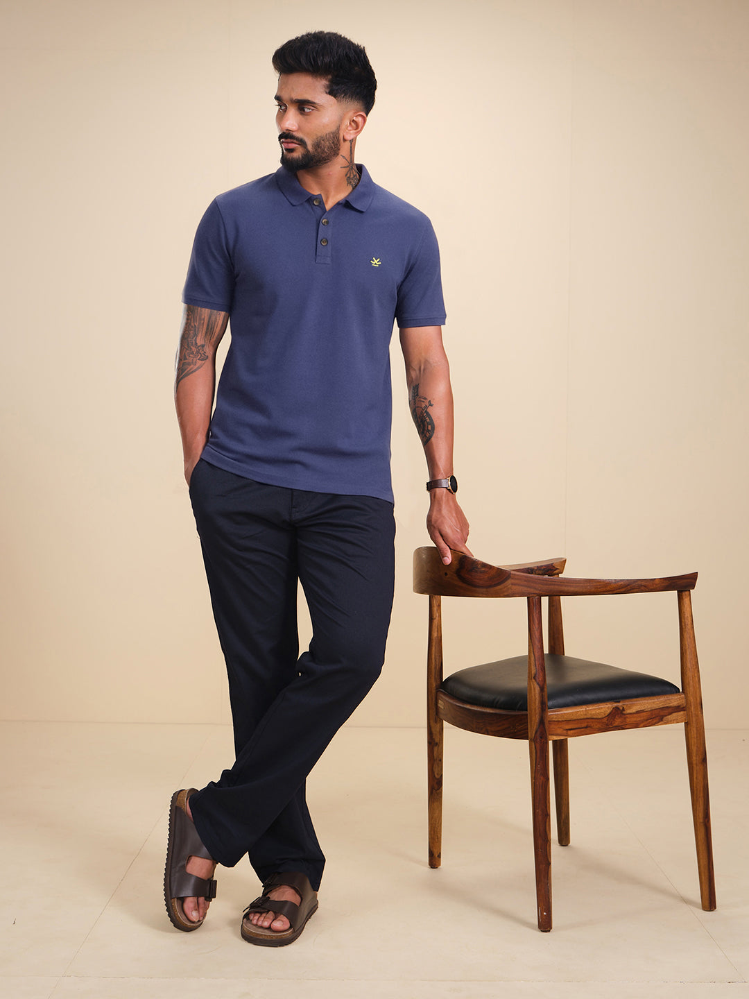 Cotton Blend Polo T-Shirt | Purple