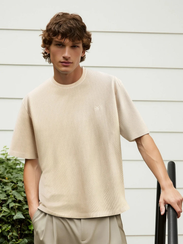 Textured Waffle Knit T-Shirt | Khaki