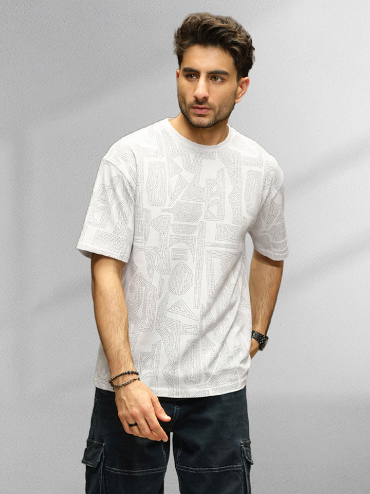 Tonal AOP Oversized T-Shirt | White