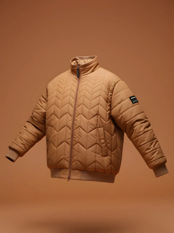 Men's Regular Fit Quilted puffer jacket  | Brown