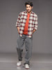 Space Dyed Check Shirt In Slim Fit | Rust